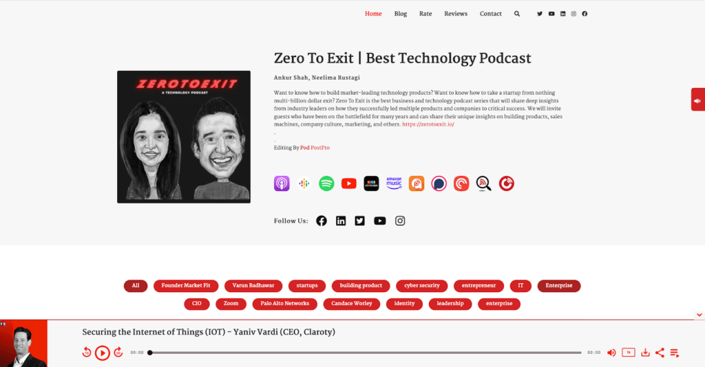 sample podcast website that can be used to grow podcast audience