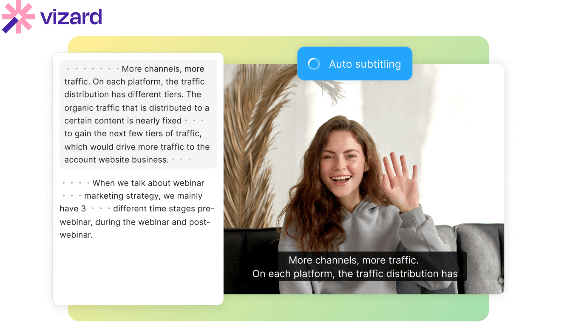 Vizard automatically generates on-screen subtitles, which maximizes Instagram SEO