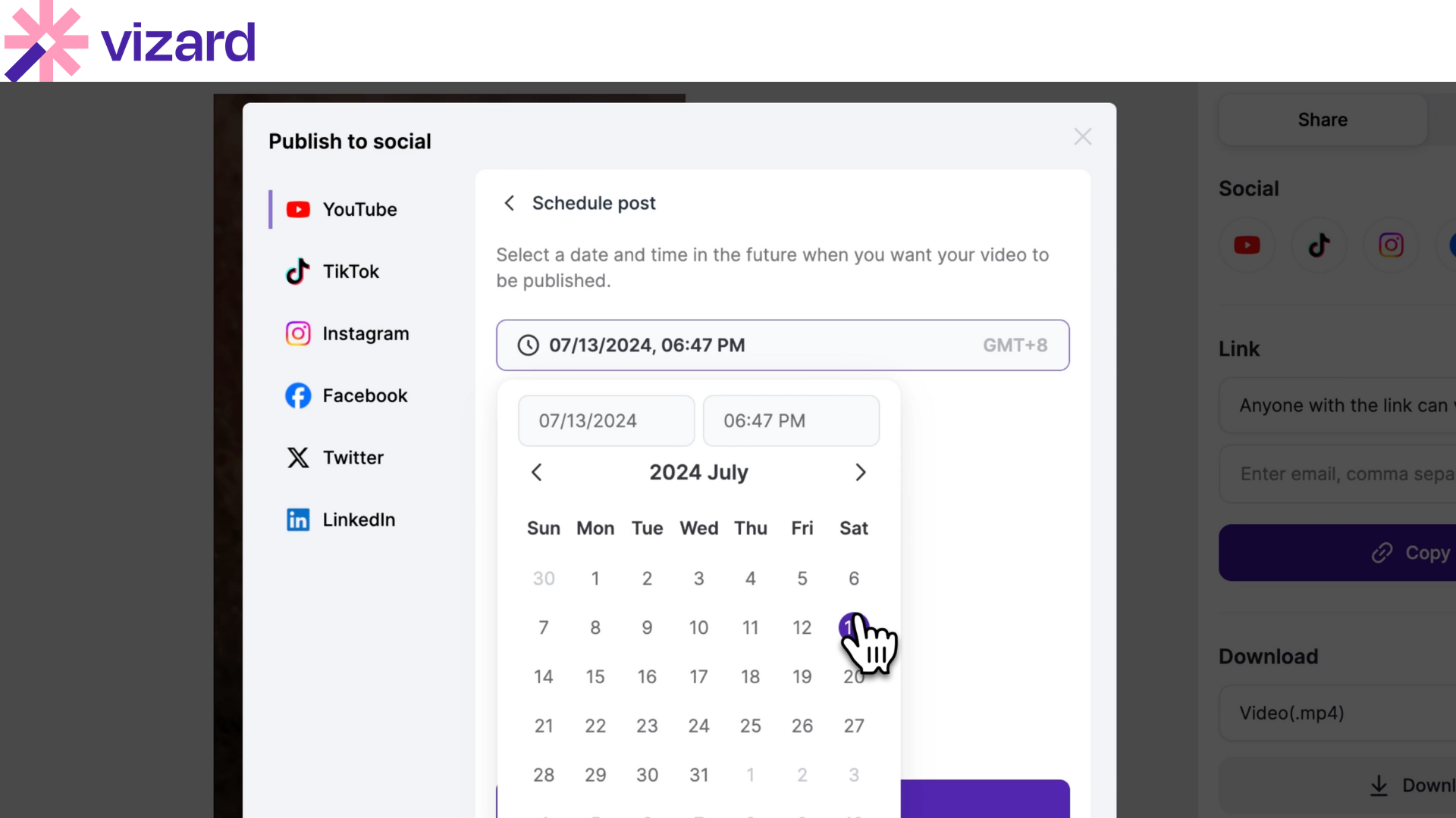 Vizard social media scheduler