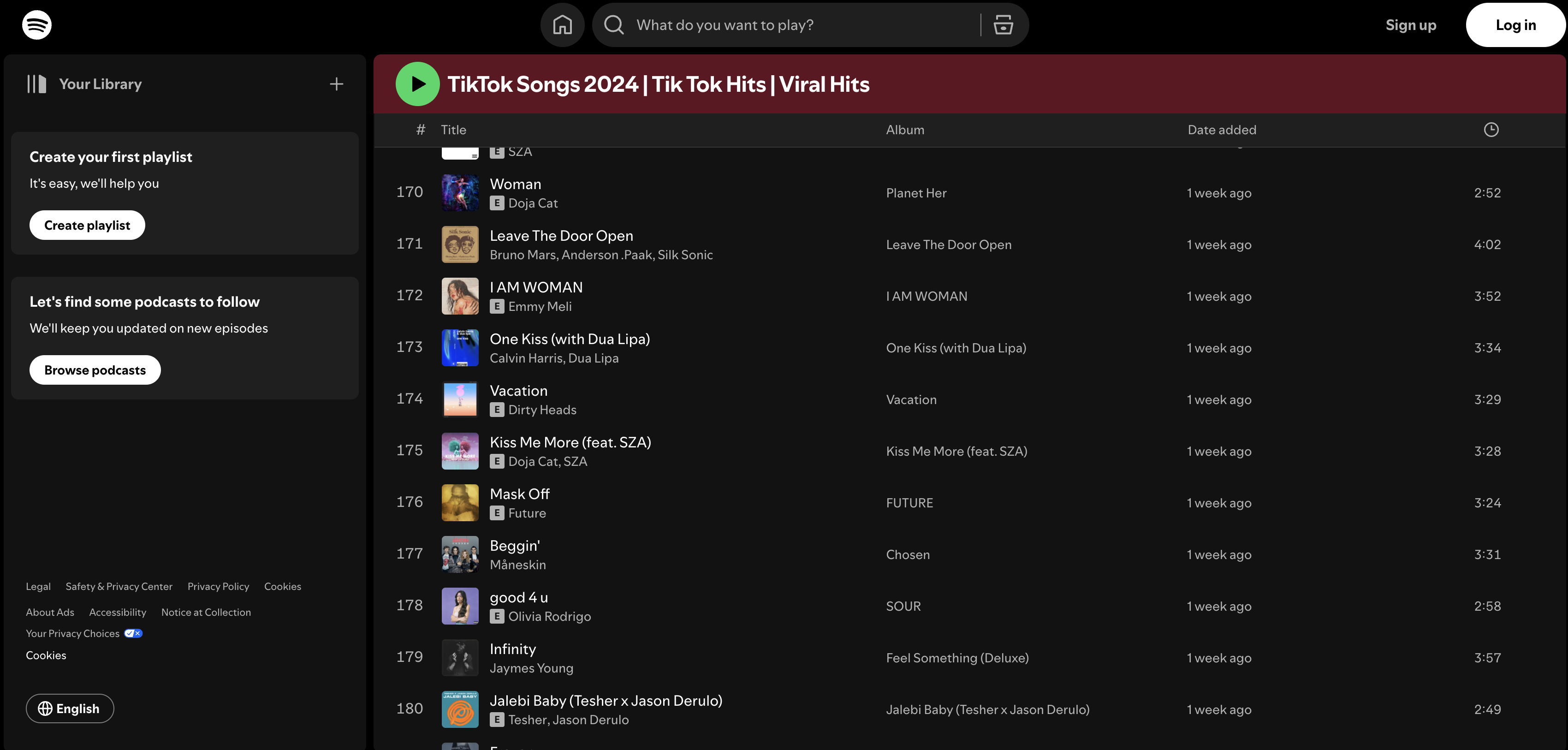 Spotify offers a list of trending TikTok songs