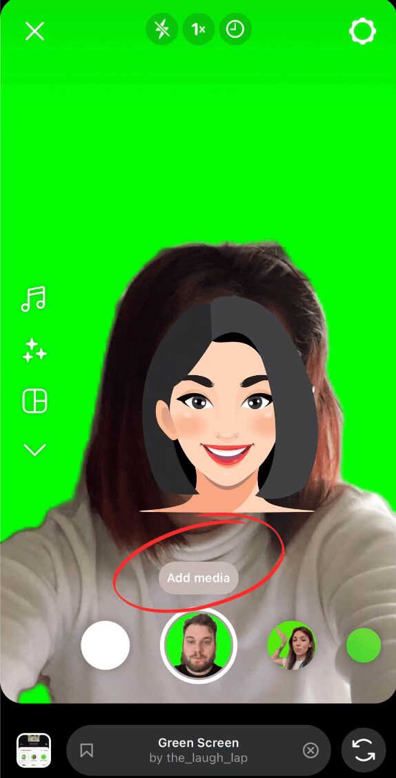 add media to instagram green screen