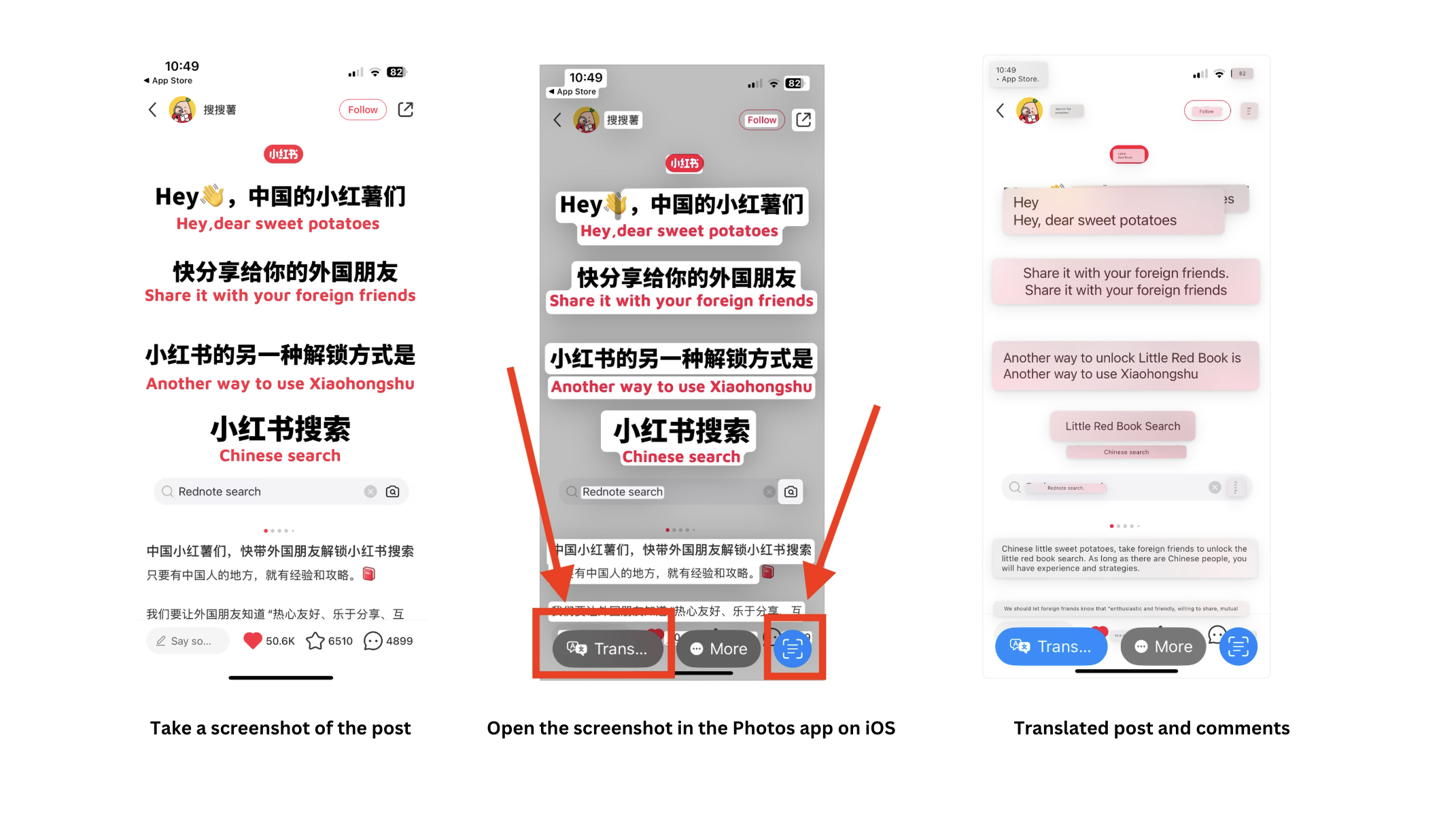 How to translate post and comments on RedNote - for iOS users.