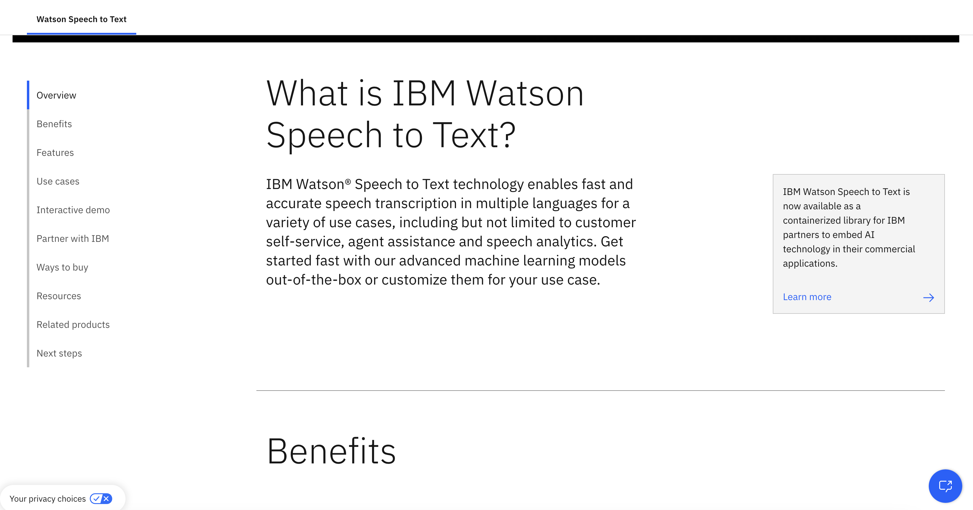 IBM speech to text