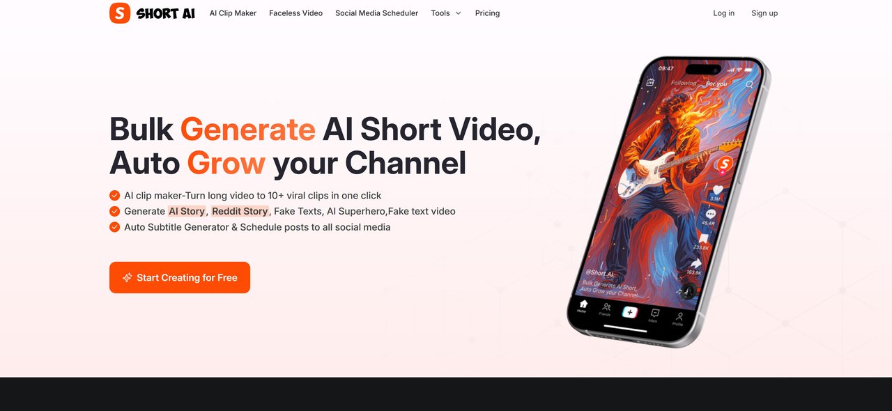 Short.ai homepage