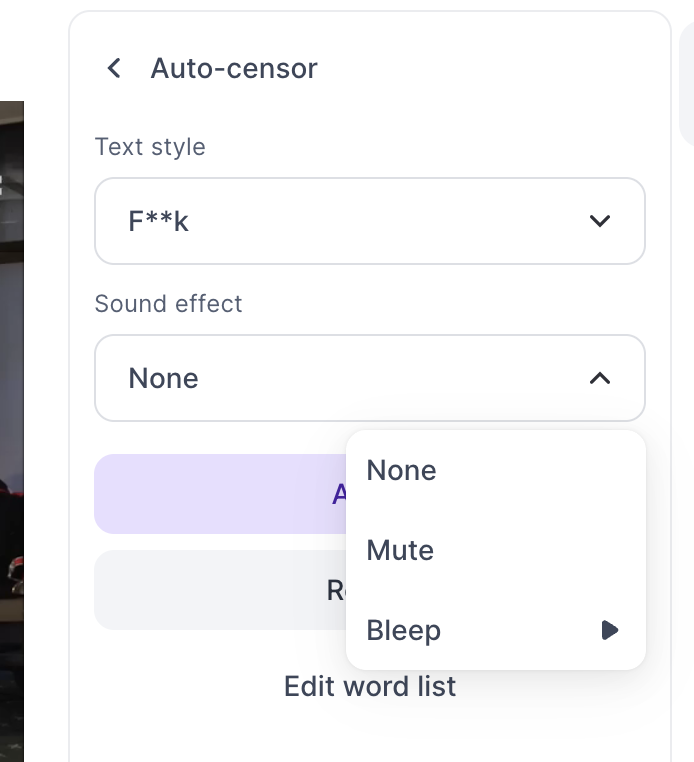 Auto Censorship feature inside Vizard editor