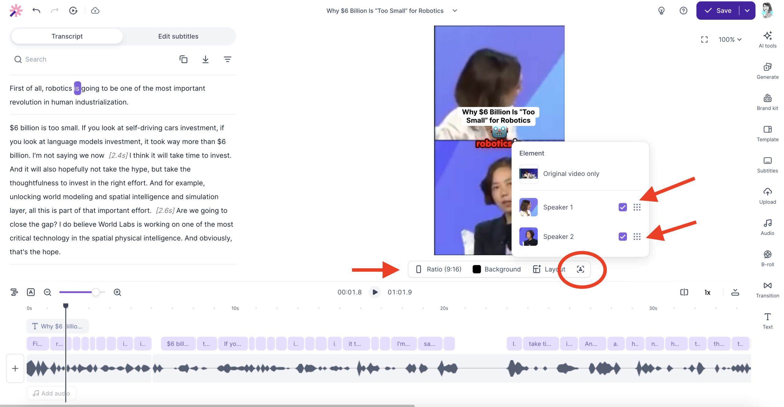 Vizard Editor - Speaker ID selection