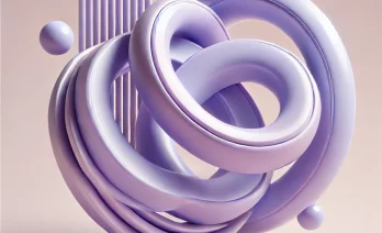 DALL·E 2024-06-28 17.25.08 - A 3D illustration in a light purple color scheme, featuring abstract, smooth, and intertwined shapes. The design should be modern and glossy, with gra