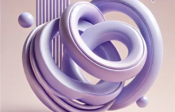 DALL·E 2024-06-28 17.25.08 - A 3D illustration in a light purple color scheme, featuring abstract, smooth, and intertwined shapes. The design should be modern and glossy, with gra